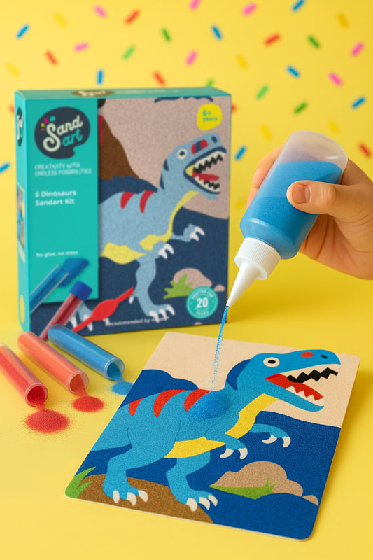 Kit de arte con arena para niños Sand Art con láminas adhesivas y arena de colores para manualidades infantiles